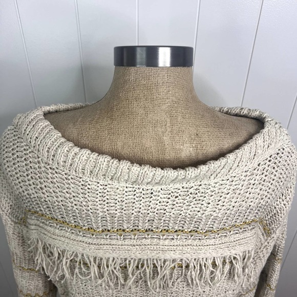 CLOSED Tan and Yellow Knit Boat Neck Sweater 100% Cotton EUC SZ M - Picture 5 of 9